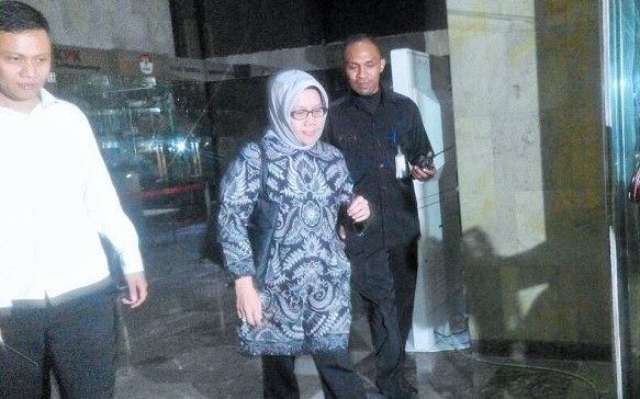 Sekjen Kemendag Usai Srie Agustina rampung menjalani pemeriksaan penyidik KPK/Foto Fadilah/Nusantaranews