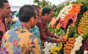 Presiden Jokowi menyaksikan buah lokal pada Festival Buah dan Bunga Nusantara, Bogor, Sabtu (28/11/2016) pagi/Foto: dok. Humas Setkab