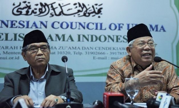Ketua Komisi Fatwa MUI Hasanuddin (kiri) dan Ketua MUI Ma'ruf Amin/Foto: Dok. AntaraFoto (Hafidz)
