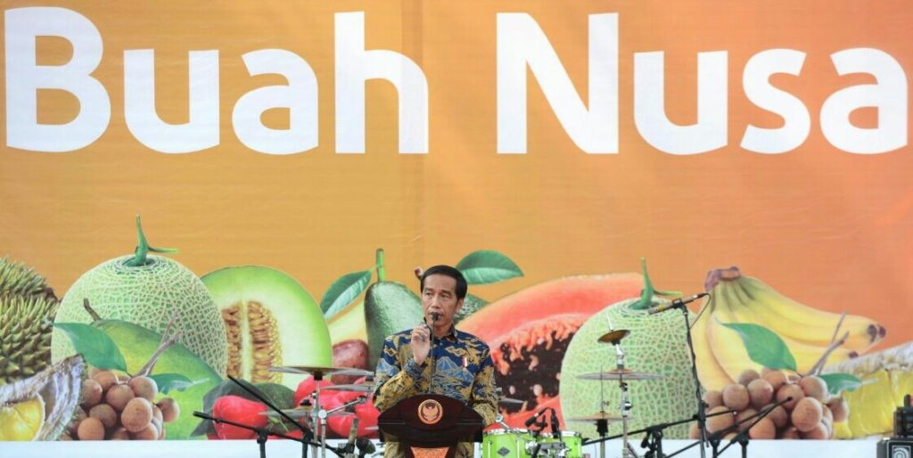 Presiden Jokowi saat melakukan pembukaan Fruit Indonesia 2016 di Parkir Timur Senayan Jakarta. Foto Andika/Nusantaranews