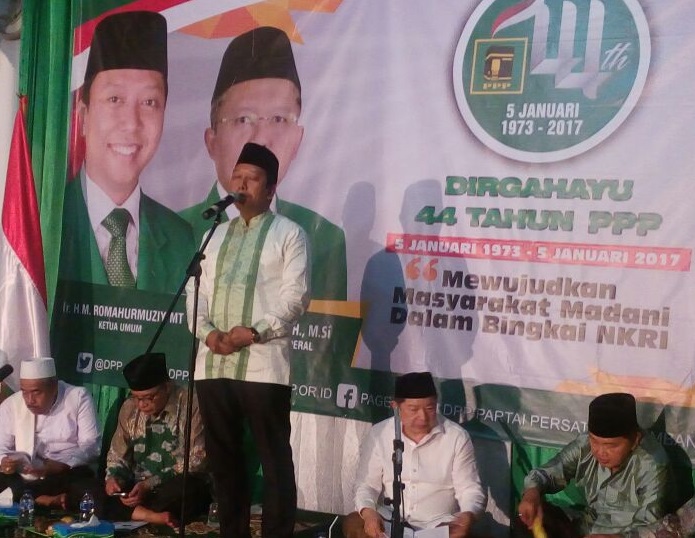 Ketua Umum PPP Romahurmuzy Sambutan dalam Harlah PPP ke-44. Foto Dok. Ja'far Shodiq