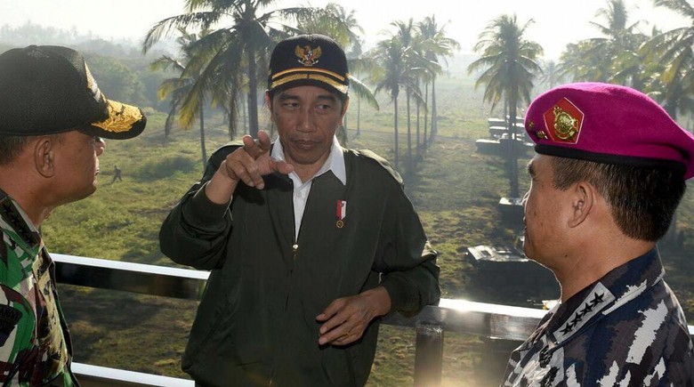 Presiden Jokowi didampingi Panglima TNI Jenderal TNI Gatot Nurmantyo dan Kasal Laksamana TNI Ade Supandi/Foto: Dok. jakartagreater.com