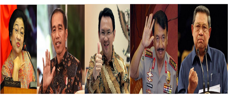 Megawati, Jokowi, Ahok, Budi Gunawan, SBY/Foto Ilustrasi/Nusantaranews