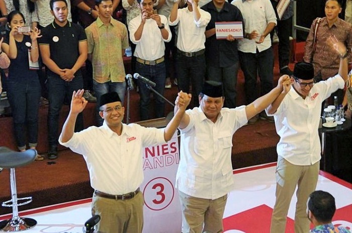 Prabowo kawal Anies-Sandi untuk pemenangan di Pilakada DKI Putaran Kedua/Foto: Dok. Tirto.id