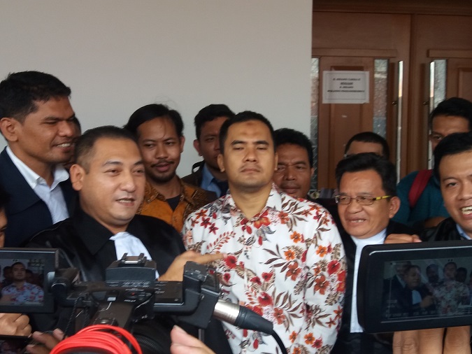 Pedangdut Saipul Jamil di Pengadilan Negeri Jakarta Utara. Foto Restu Fadilah/ NUSANTARAnews