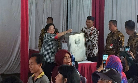 Megawati di TPS 027. Foto: Merdeka.com/Juven M Sitompul