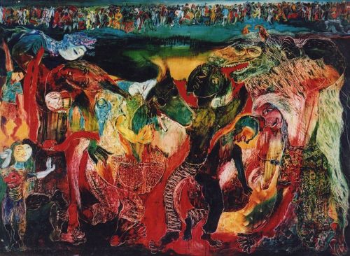 Nasirun - 1997 - Jatilan (200x145) Oil Paint on Canvas. Dokumentasi Edwin's Gallery (archive.ivaa-online.org)