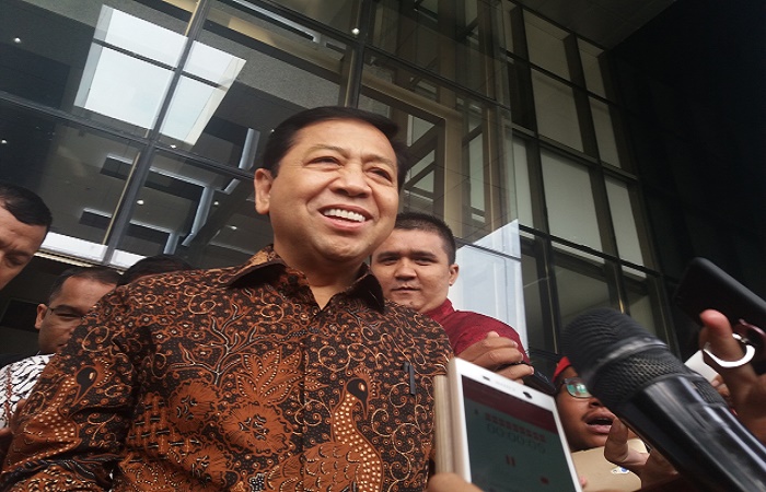 Setya Novanto rampung diperiksa KPK, Jumat (14/7). (Foto: Restu Fadilah/Nusantaranews)