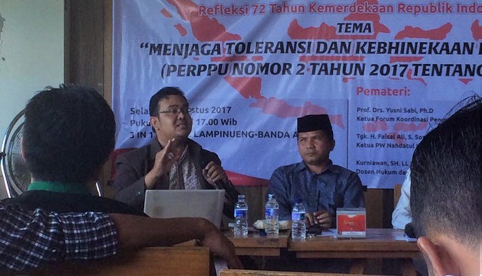 diskusi publik dalam rangkaian peringatan 72 tahun kemerdekaan Indonesia dengan tema menjaga Kebhinnekaan dan Toleransi Indonesia. Selasa, 22 Agustus 2017. Foto Najmi/ NusantaraNews.co