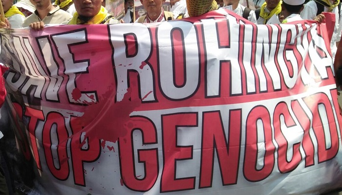 Aksi Solidaritas untuk warga Rohingya di depan Kedubes Myanmar. Foto Istimewa (WAG)/ NusantaraNews.co