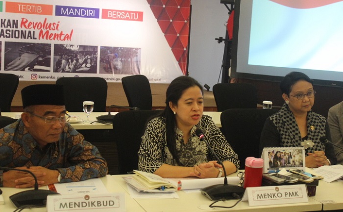 Menko PMP Puan Maharani saat Konferensi pers usai rapat koordinasi tingkat menteri di Kemenko PMK, Jakarta Pusat, Kamis (1492017). Foto Rivhard Andika/ NusantaraNews.co