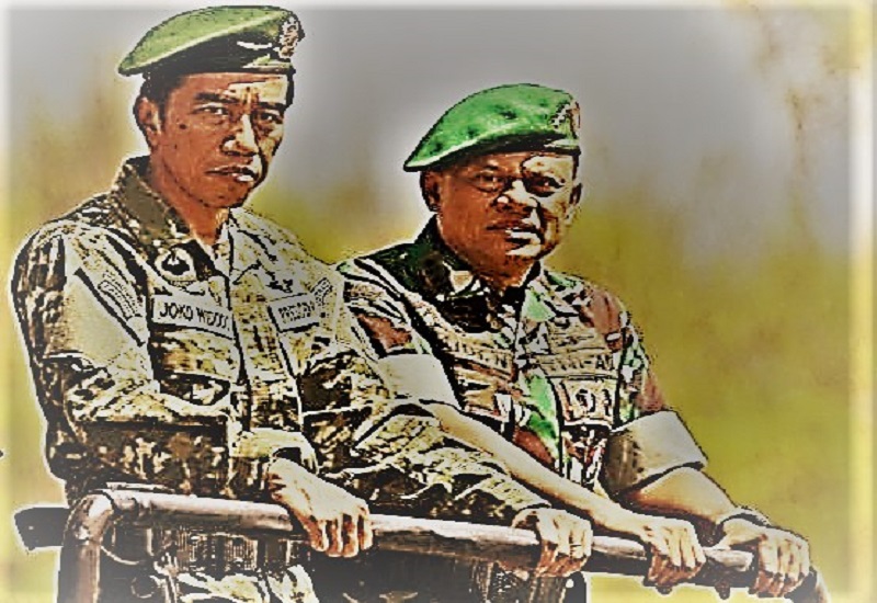 Presiden RI Joko Widodo didampingi Panglima TNI Jenderal Gatot Nurmanto. (Foto: Dok. Antara/Edit)