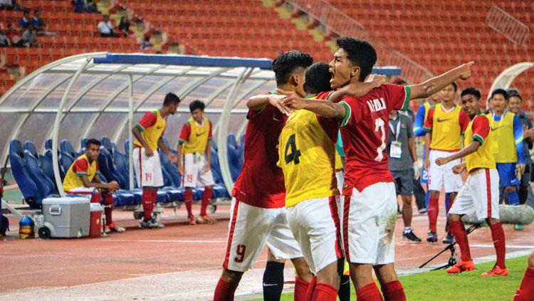 Selebrasi Timnas Muda U-16 Saat Bekuk Thailand 1-0. Kemenangan itu Membuat Indonesia Puncaki Klasemen Grup G/Foto Istimewa/Nusantaranews