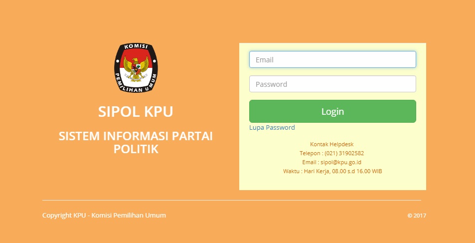 Publik sudah dapat mengakses dengan leluasa Sistem Informasi Partai Politik (SIPOL) yang dikelola Komisi Pemilihan Umum (KPU). (Foto: Istimewa/NusantaraNews)