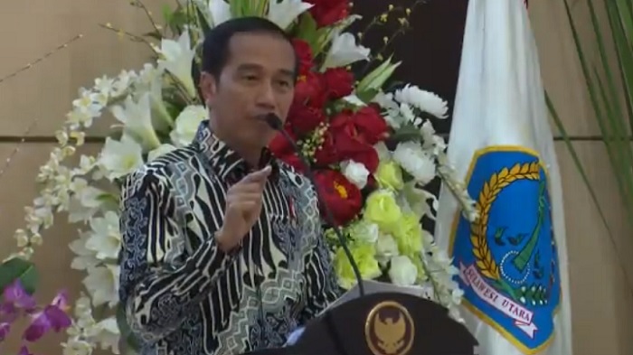 Presiden Jokowi saat Pidato di pembukaan Kongres XX GMNI. Foto: Crop by Youtube/ NusantaraNews