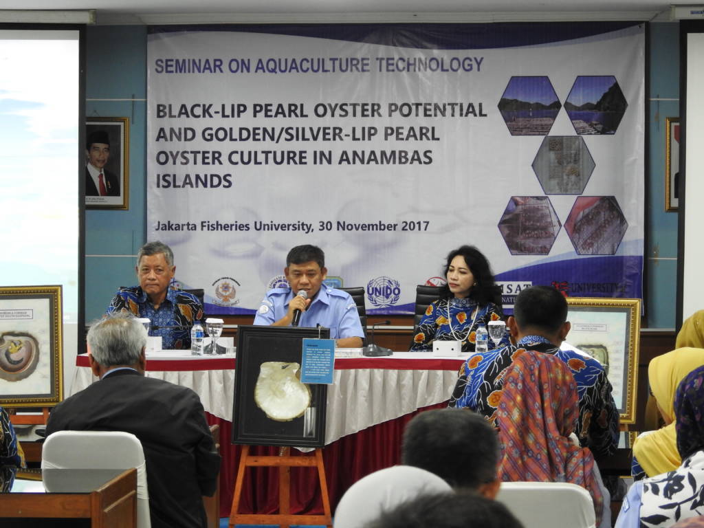Seminar Black Lip Pearl Oyster Potential and Golden/Silver Lip Pearl Oyster Culture in Anambas Islands, Kamis (30/11), di Kampus STP Jakarta. Foto: Dok. KKP/Istimewa