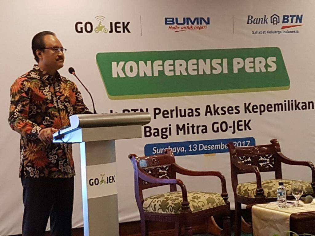 Wakil Gubernur Jawa Timur Saifullah Yusuf menghadiri MoU kredit kepemilikan rumah yang dilakukan manajemen Gojek dan Bank BTN di Hotel Garden Palace, Rabu (13/12/2017). Foto: Tri Wahyudi/NusantaraNews