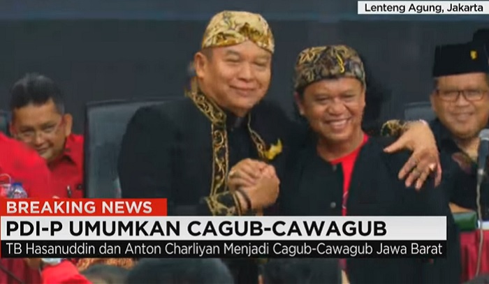 Megawati Umumkan TB Hasanuddin dan Anton Charliyan Sebagai Cagub-Cawagub Jabar. Foto: Crop by NusantaraNews.co