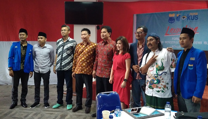 Foto bersama usai acara launching Fokus PB PMII bertema "Politik dan Generasi Milenial", di Graha Mahbub Junaidi, Jakarta, Selasa (23/1/2018). Foto: Achmad S/ NusantaraNews