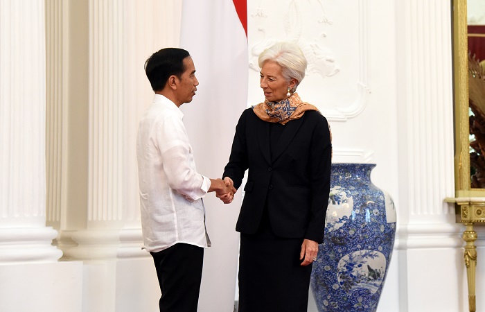 Managing Director IMF Christine Lagarde mengunjungi Presiden Joko Widodo di Istana Merdeka, Senin (26/2/2018). (Foto: Humas Setkab)