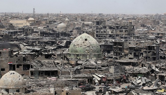 Kondisi kerusakan prah di Kota Mosul, Irak akibat perang.