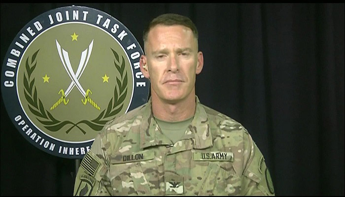 Juru bicara pasukan Operasi Inherent Resolve Amerika Serikat dan koalisi di Suriah dan Irak, Kolonel Angkatan Darat Ryan Dillon