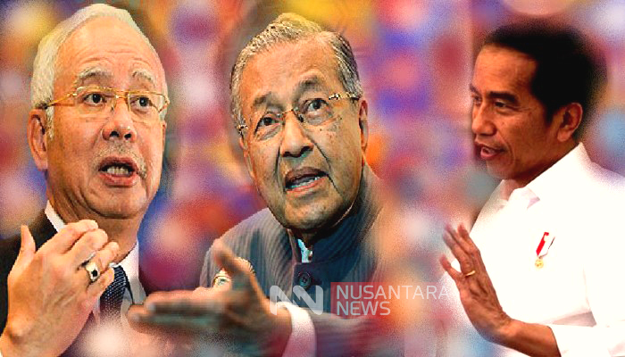 Dari Kiri ke Kanan - Najib Razak - Mahathir Mohamad - Joko Widodo. (FOTO: NUSANTARANEWS.CO)