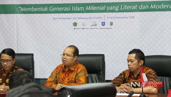 Direktur Pendidikan Agama Islam (PAI) Rohmat Mulyana Sapdi Saat Gelar Jumpa Pers Perkemahan Rohis (Foto Dok. Nusantaranews)