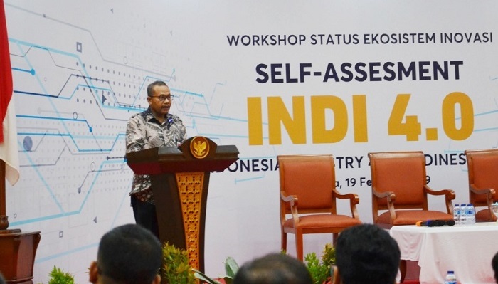 epala Badan Penelitian dan Pengembangan Industri (BPPI) Kemenperin Ngakan Timur Antara pada Workshop Self Assessment dengan tools INDI 4.0 di Jakarta. (FOTO: Dok. Humas Kemenperin)