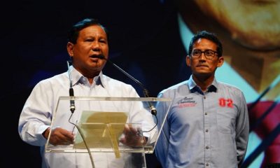 Calon presiden (capres) nomor urut 02 Prabowo Subianto di hadapan pengusaha yang menyatakan deklarasi dukungan di Djkarta Theater, Jakarta Pusat, Kamis (21/3/2019) malam. (FOTO: Istimewa)
