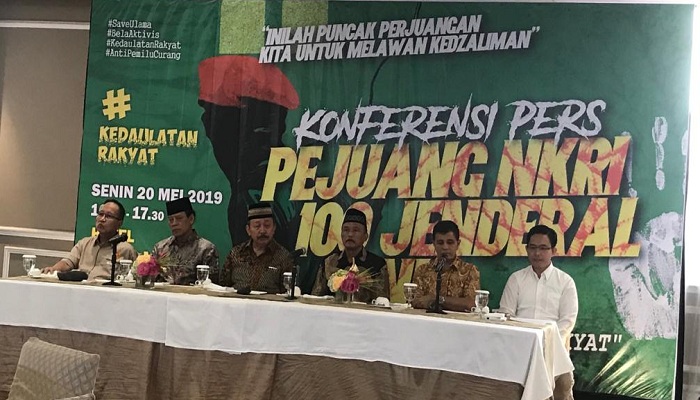 Lawan Kedzaliman, 108 Jenderal Purnawirawan TNI-Polri Gelar Konferensi Pers, Senin (20/5/2019). (Foto: NUSANTARANEWS.CO)