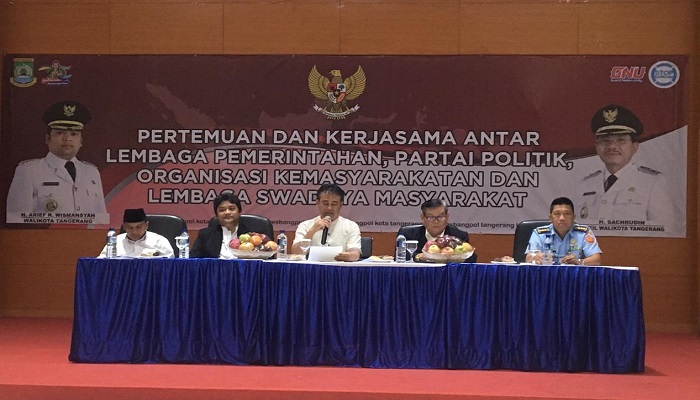 Pertemuan dan Kerjasamanya Antar Lembaga Pemerintahan, Ormas, Partai Politik dan LSM di Kota Tangerang, Selasa (30/4). (Foto: Istimewa)