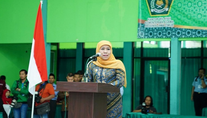 Gubernur Jawa Timur Khofifah Indar Parawansa berpesan kepada jemaah haji. (FOTO: Dok. Kemenag)