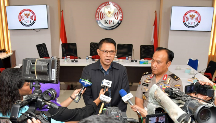 KPI Menggelar Konferensi Pers di Jakarta Menyikapi Kasus Amuk Massa di Papu Senin (19/8/2019). (Foto: KPI)