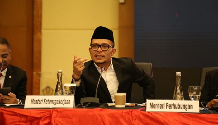 Menaker M Hanif Dhakiri saat menjadi narasumber konferensi pers RAPBN T.A. 2020 di Kantor Pusat Ditjen Pajak Kemenkeu, Jakarta (16/8). (FOTO: Dok. Naker)