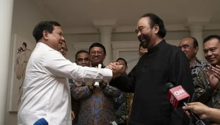 Pertemuan Prabowo Subianto dengan Surya Paloh. (Foto Antara)