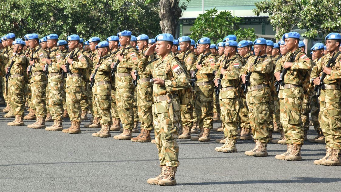 Satgas Batalyon Gerak Cepat TNI Konga XXXIX-AMonusco Yonif 527BY Tiba di Makodam VBrawijaya. (Foto: Istimewa)