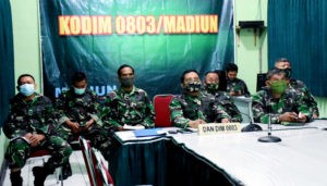 Dandim Madiun Ikuti Vidcon Dipimpin Oleh Panglima TNI Evaluasi Penanganan Covid 19
