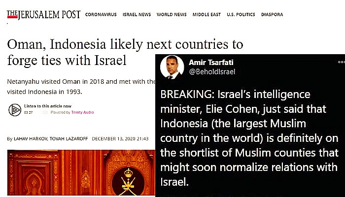 Indonesia diklaim akan buka hubungan diplomatik dengan Israel.