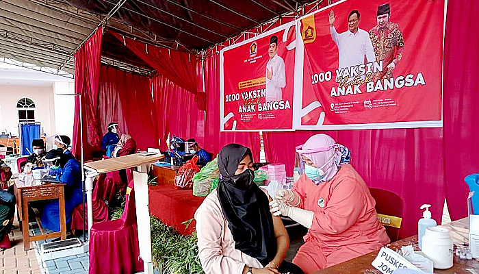 Gandeng Laskar Sholawat Nusantara, Gerindra Jatim Gelar 1000 Vaksin Anak Bangsa di Jember
