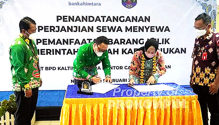 Pemkab Nunukan-Bank Kaltimtara tandatangani perjanjian kerjasama sewa menyewa penggunaan barang milik pemda.