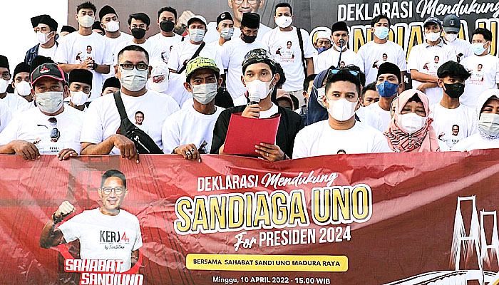 Dinilai optimia ciptakan lapangan kerja, relawan di Madura dukung Sandiaga Uno Presiden RI 2024.