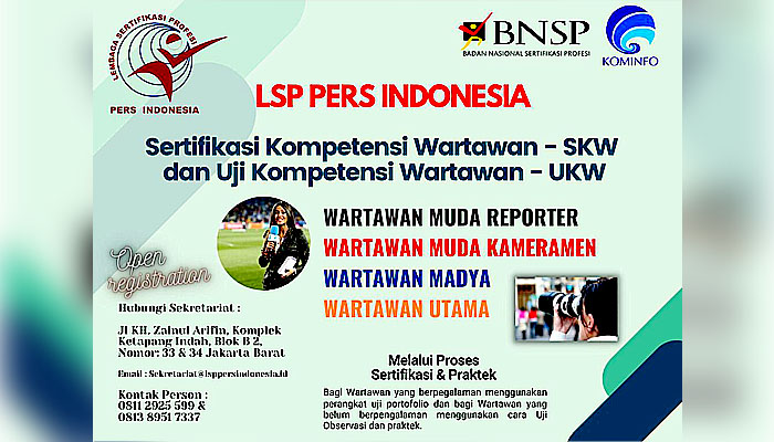LSP Pers Indonesia Buka Pendaftaran SKW dan UKW