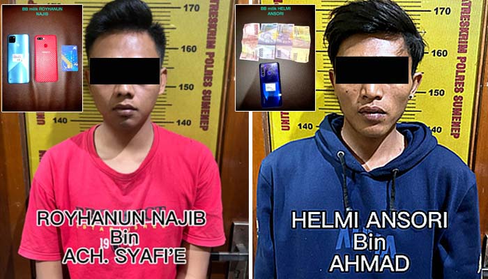 Polres Sumenep tangkap dua pelaku judi online/Foto: Tersangka dan barang bukti