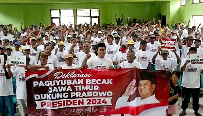 Ratusan Tukang Becak di Tulungagung Deklarasi Dukung Prabowo Presiden 2024