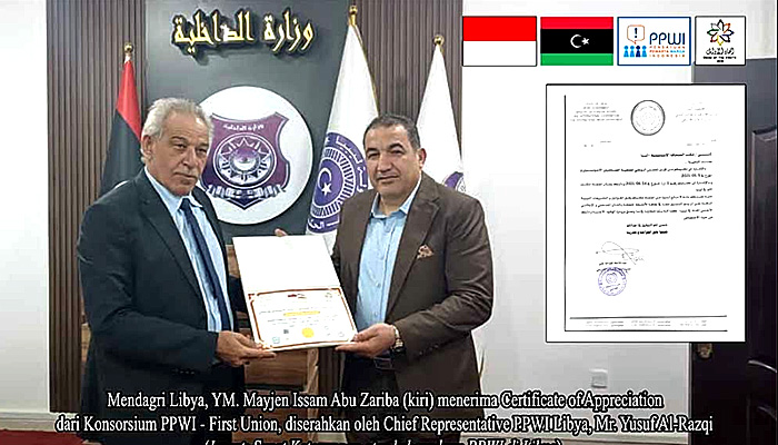Konsorsium PPWI-First Union Berikan Piagam Penghargaan kepada Menteri Dalam Negeri Libya