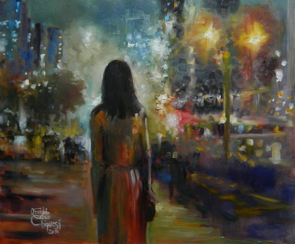 Night Lights, 50 x 60 cm oil on canvas by Osvaldo Chiquesi by A3/Lukisan via Arts, Artists, Artwork