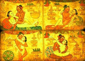 Sebuah gambar jenis kamasutra dalam naskah kuno, print 1983/Ilustrasi Nusantaranews via gossip katta