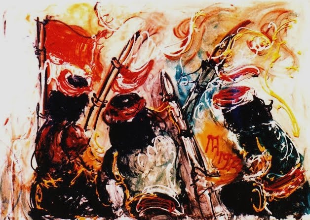 Lukisan Karya Affandi "Para Pejuang" (1972), Ukuran : 100cm X 135cm, Media : Oil on Canvas/Sumber Istimewa