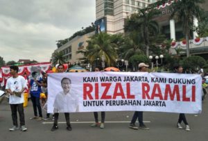 Aksi Alegoris KOPAJA support Rizal Ramli untuk Jakarta tanpa Air Mata/Foto nusantaranews/ucok